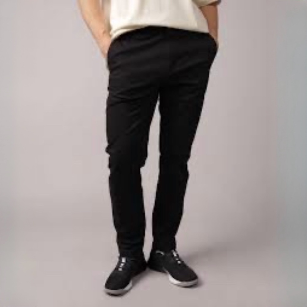 American Eagle Flex Original Straight Black Khaki Pants, 28W 28L